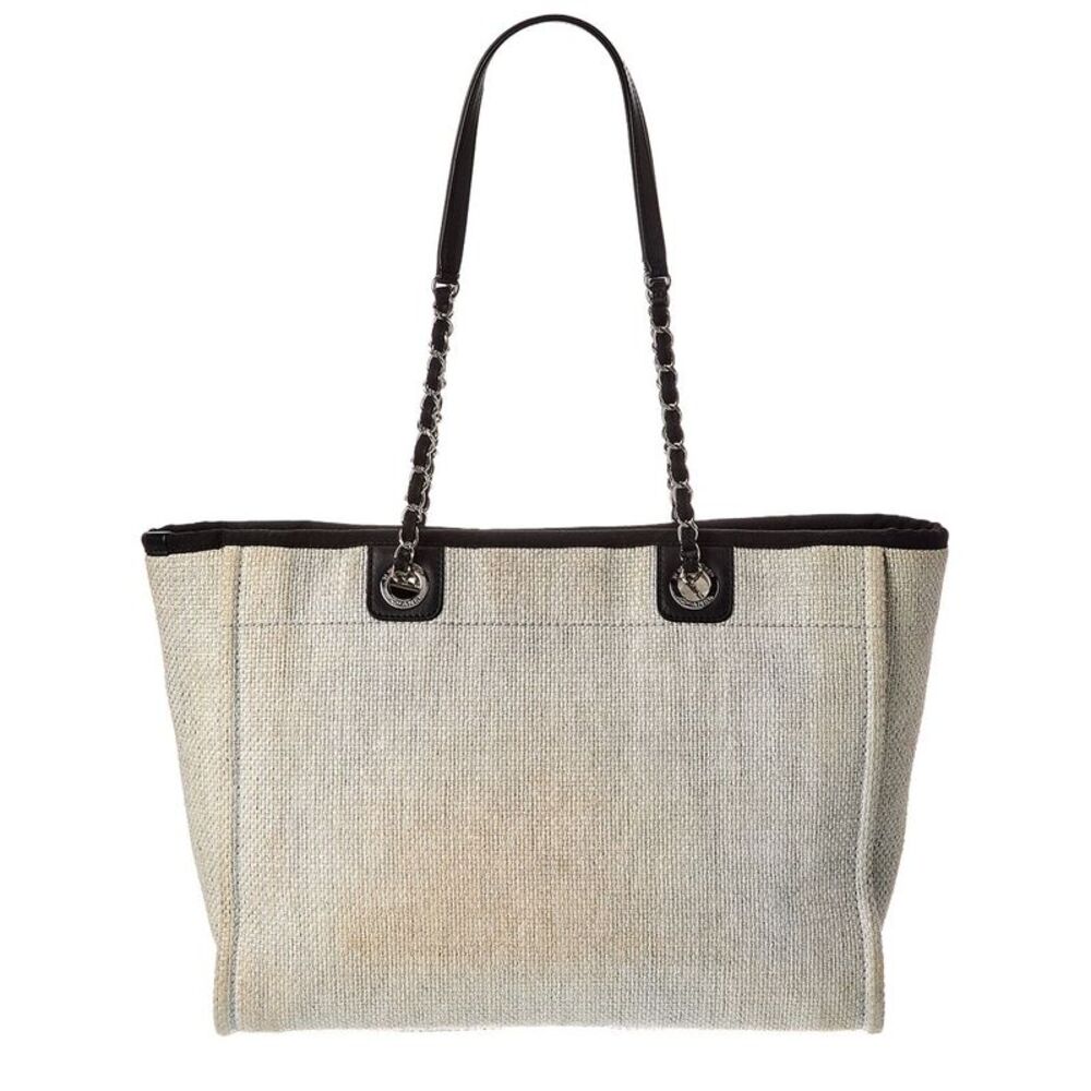 Chanel Grey Raffia Small Deauville Tote (Authentic Pre-Loved) - Picture 2 of 5